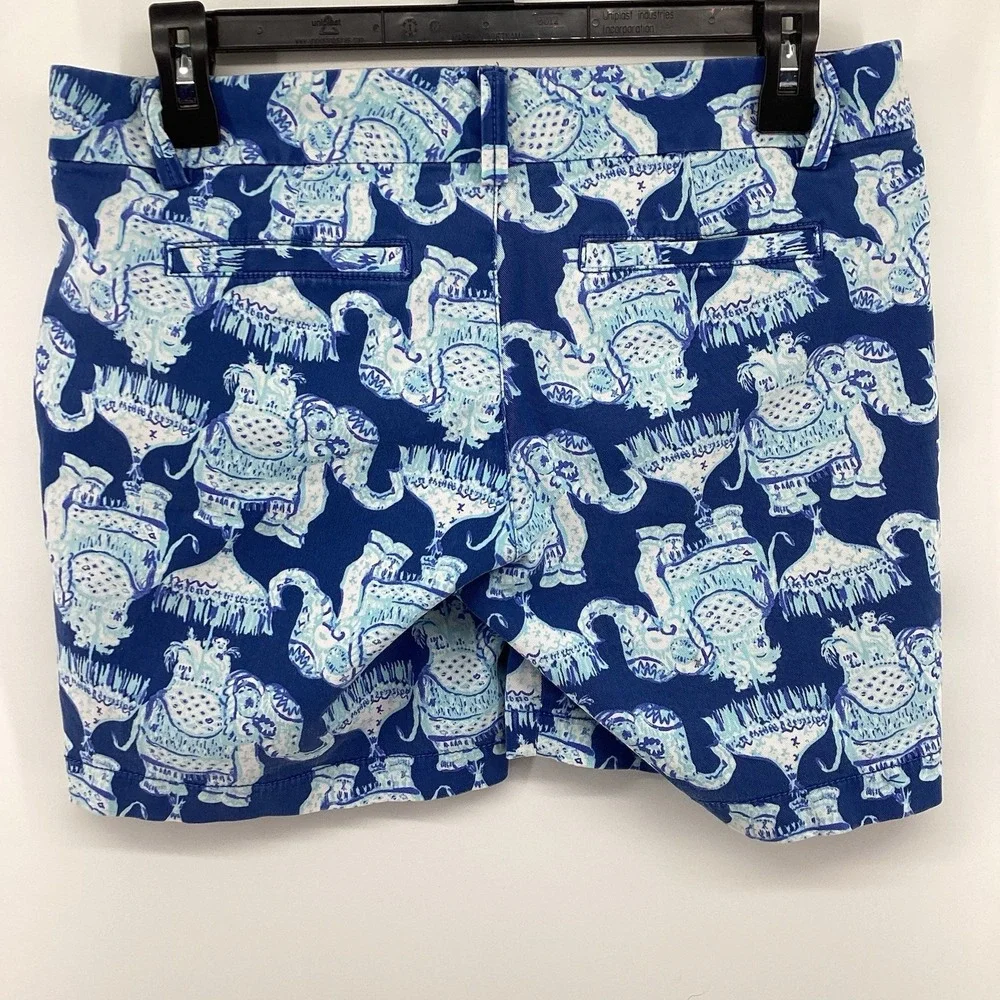 Lilly Pulitzer Jayne Stretch 7" Shorts Deep Indigo Joy Ride Size 2 Elephant - Picture 3 of 8